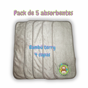 PACK ABSORBENTE DE BAMBÚ TERRY 5 PZ