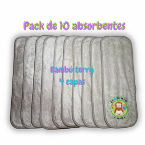 PACK ABSORBENTE DE BAMBÚ TERRY 10 PZ