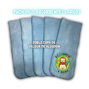 ABSORBENTE LARGO DE VELOUR ALGODÓN 80% PKG 5 PZAS